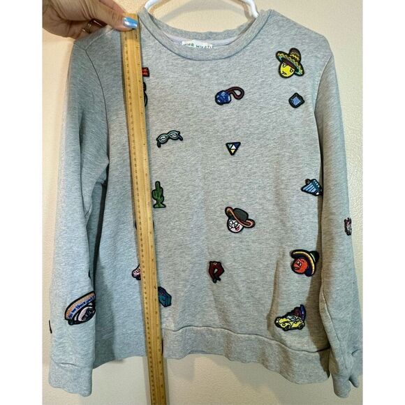 Mira Mikati My Lala Land Limited Cotton Crewneck Patched Pullover Sweater 6US - Picture 7 of 10